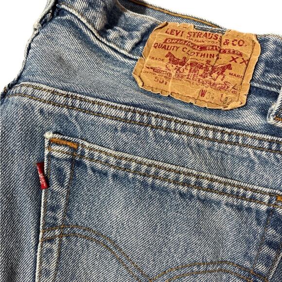 Vintage men’s 501 button fly Levi’s high rise straight leg unisex 34x32 - Picture 6 of 14